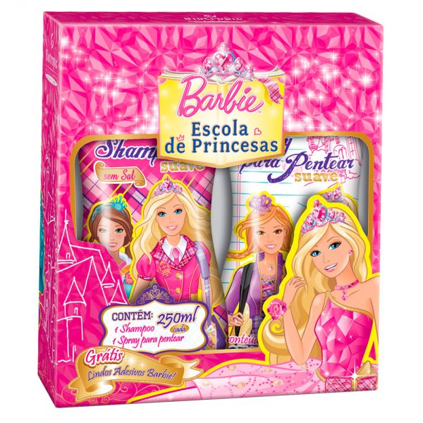- KIT BARBIE PERSONAGENS SH + SPRAY P/ PENTEAR 250ML